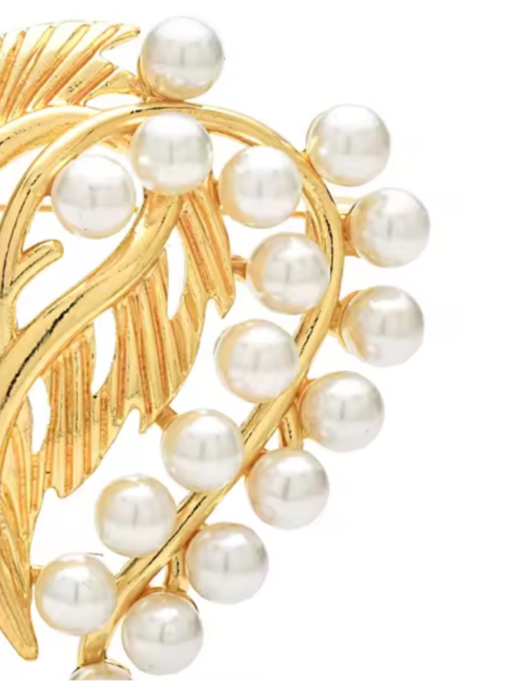 Gold Leaf Pearl Cluster Brooch - Picture 10 of 10